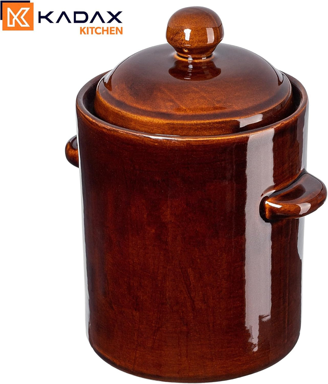 KADAX 10L Steinzeugtopf, Dichter Keramiktopf mit Deckel, Spülmaschinenfester Steinguttopf, handgefer
