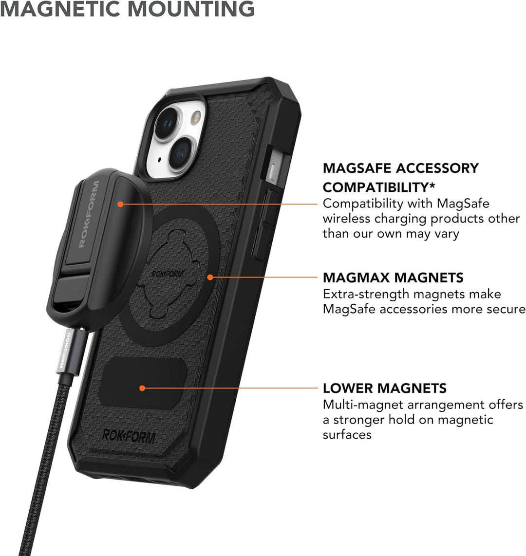 ROKFORM - iPhone 15 Hülle, Rugged Serie, magnetisch, iPhone 15 Hülle mit RokLock Drehverschluss, sch