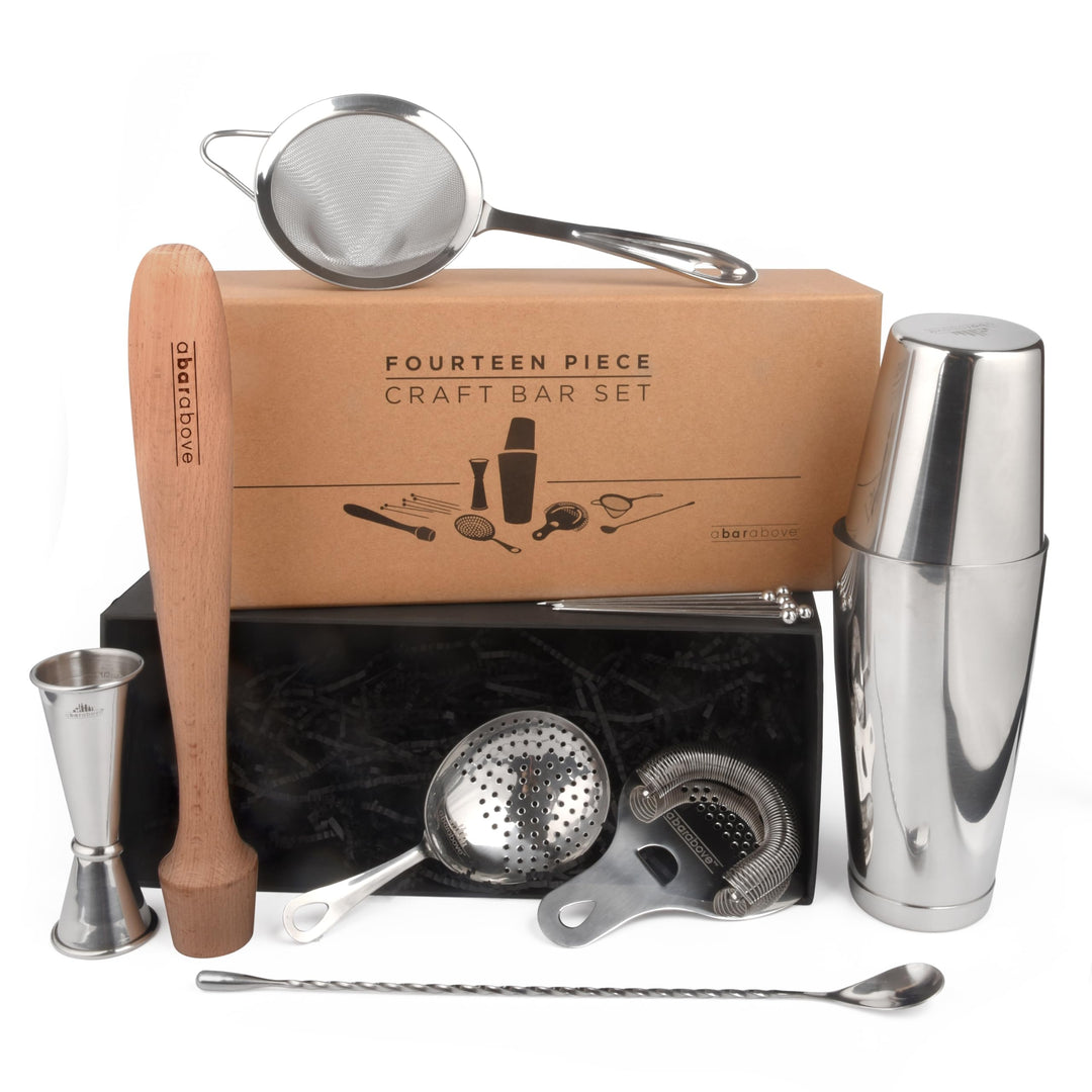 Premium Bar Set for Craft Cocktails at Home Bars and Professional Bartenders | Complete Stainless St