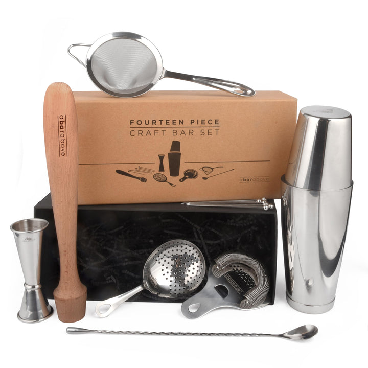 Premium Bar Set for Craft Cocktails at Home Bars and Professional Bartenders | Complete Stainless St