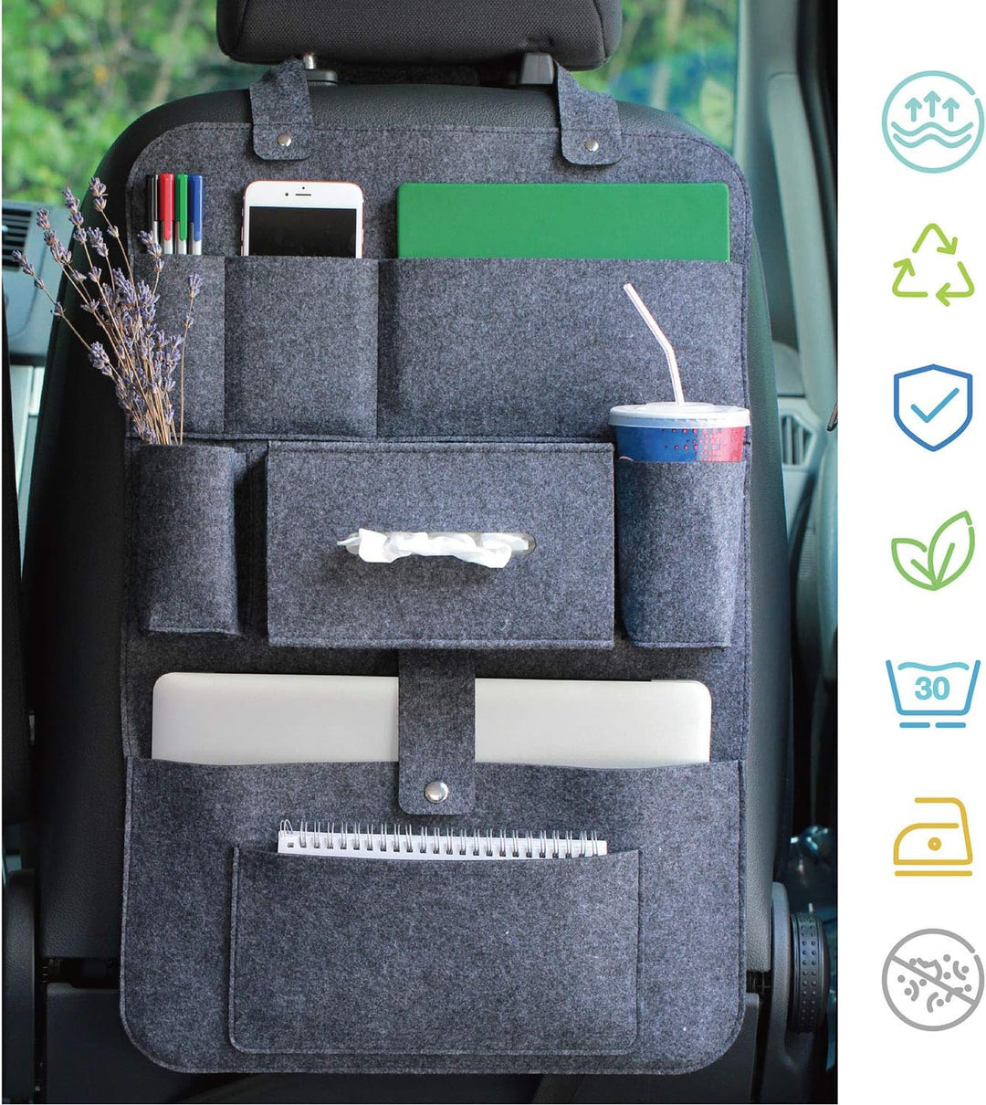 Lucky Sign Auto organizer Rückenlehnenschutz multi Staumöglichkeiten Wohnmobil Zubehör Innenraum, 62