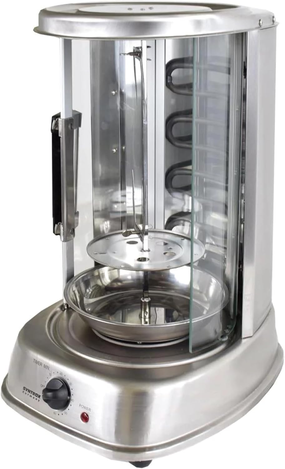 Syntrox Germany Dönergrill Blontixa Edelstahl mit Glastür, Drehspiess, Gyrosgrill, Hähnchengrill, Eö
