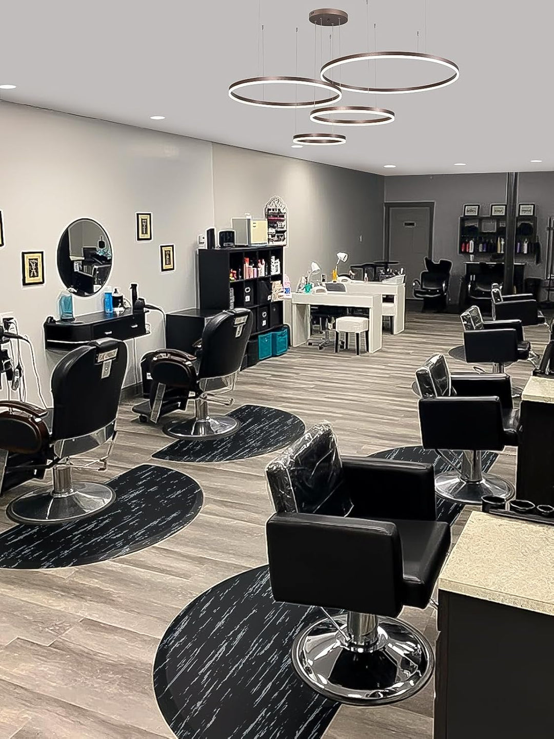 3 Fuss x 5 Fuss Salonmatte, Kalolary Marmorierung Anti Ermüdungs Salon Bodenmatte für Runde Stuhlbas