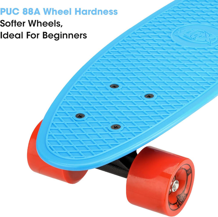 Xootz Cruiser Skateboard, für Kinder geeignet, im Retro-Design, aus Plastik, gebrauchsfertig 22-Inch