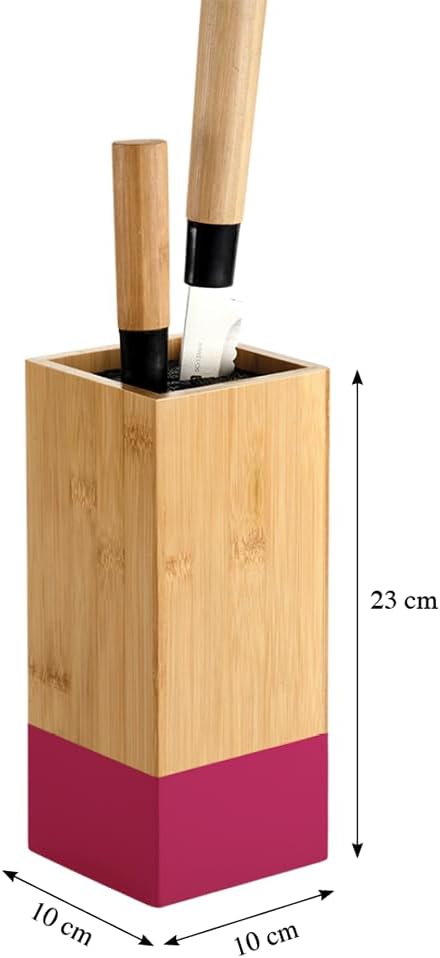KESPER | Messerblock, Material: Bambus, Kunststoff, Masse: 10 x 10 cm, H: 23 cm, Farbe: Braun, Beere