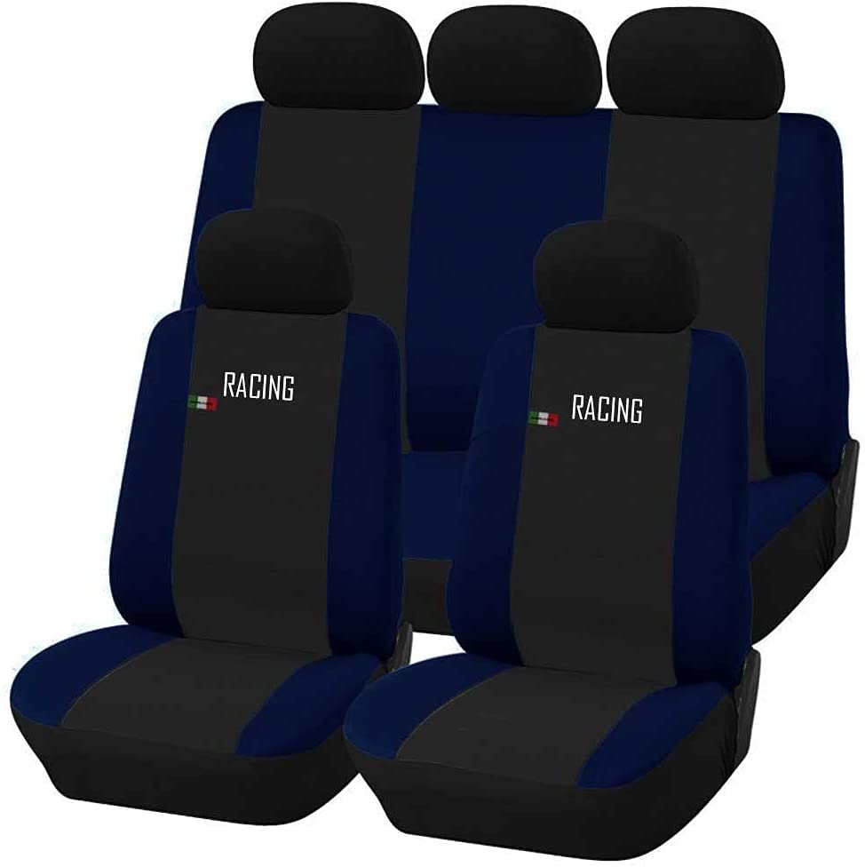 Universal Autositzbezüge Made in Italy - Racing - Rückenlehne mit 2 Reissverschlüssen - kompatible A