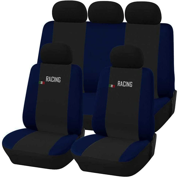 Universal Autositzbezüge Made in Italy - Racing - Rückenlehne mit 2 Reissverschlüssen - kompatible A