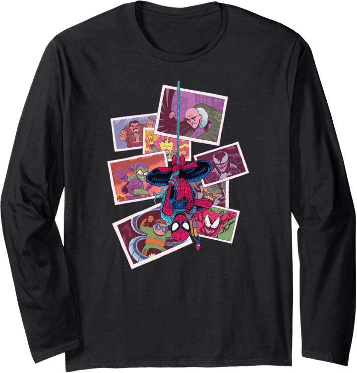 Marvel Spider-Man and Super Villain Polaroids Langarmshirt