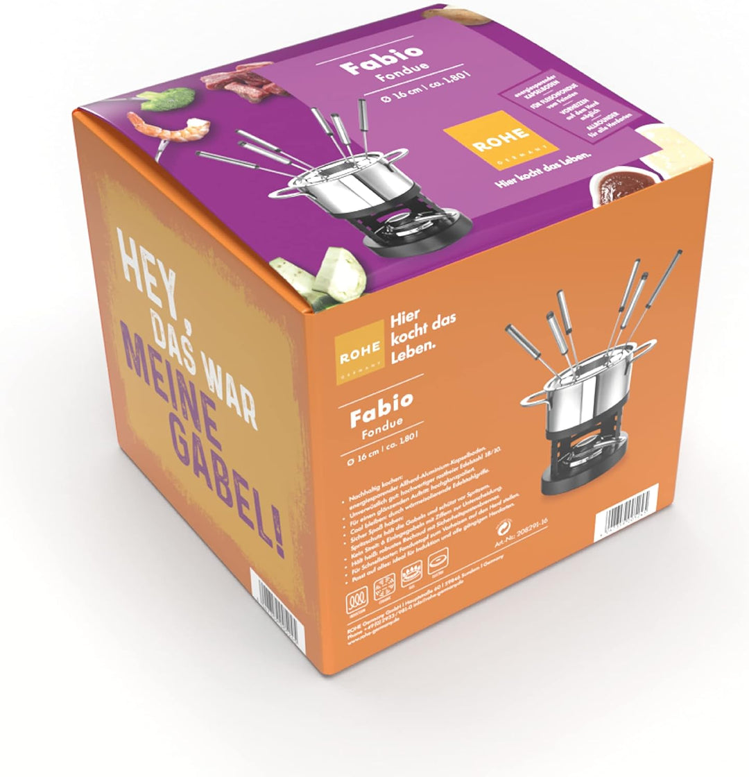 ROHE Germany 208291-16 Fabio Fondue, 16 cm, Edelstahl, 2.2 liters