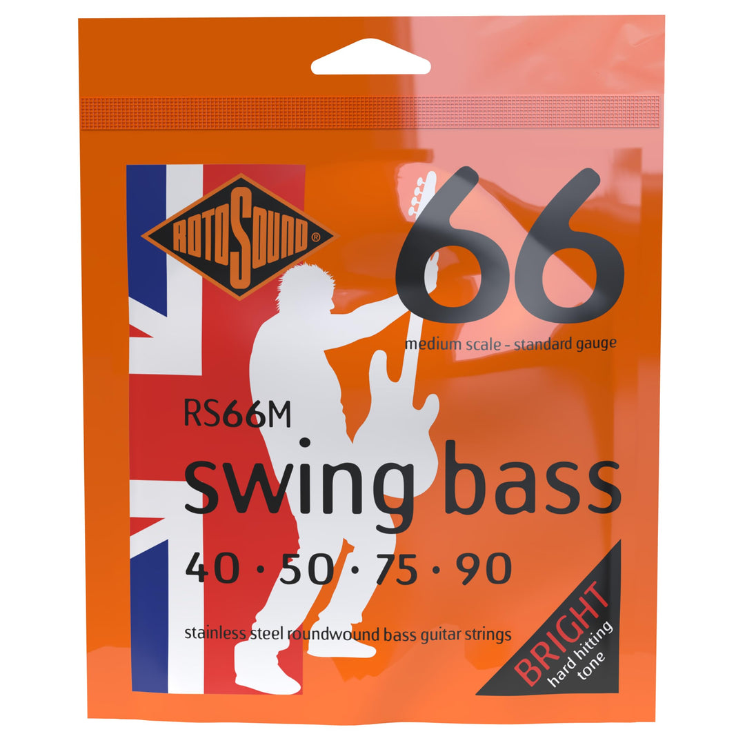 Rotosound Edelstahlsaiten für E-Bass, Runddraht, Standardstärke Medium 40 50 75 90