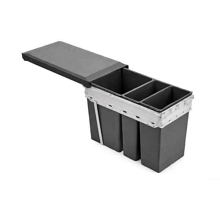 Hailo Abfallsammler 2x7+15 L Terzett | Einbau-Abfallsystem für Schränke | Küchen-Mülleimer mit 3fach