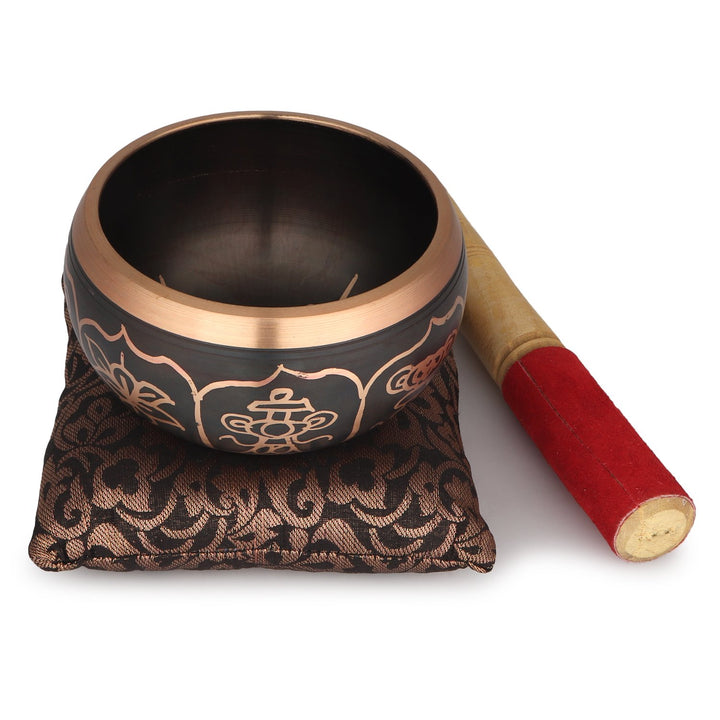 Zap Impex Klangschale - 10 cm 8 Symbol Schwarz Tibetische Klangschale Meditation Yoga