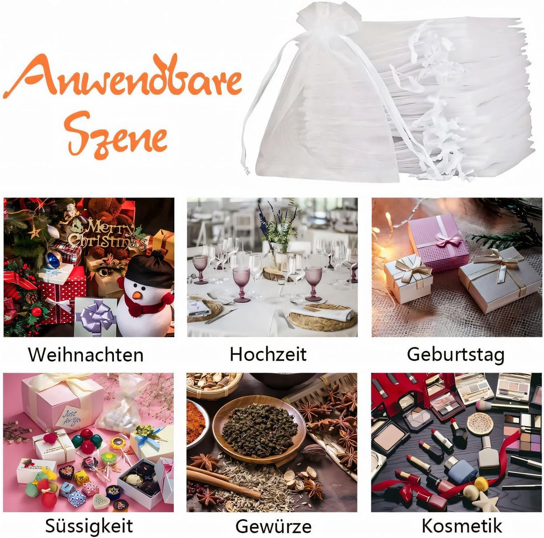 MAOOY Organzasäckchen 30x40 cm Weiss 100 Stück Organza Säckchen Zum Befüllen Klein Organzabeutel Sch