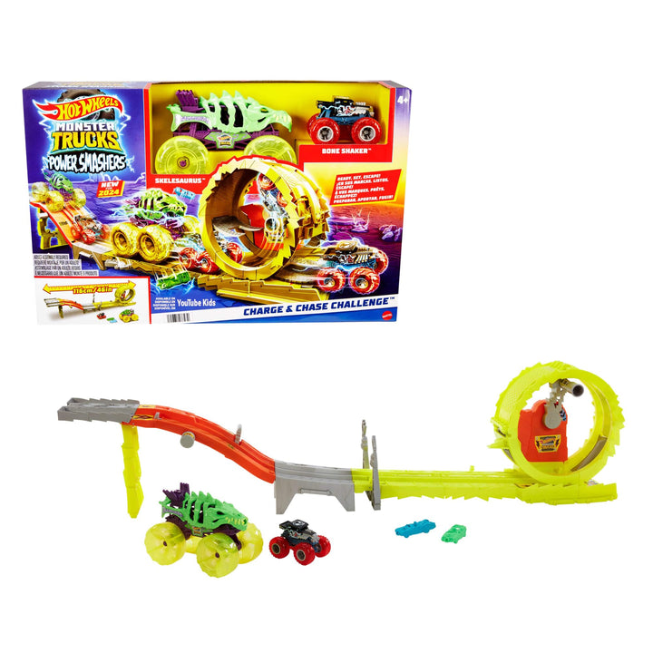 Hot Wheels Monster Trucks Race & Chase Challenge Track inkl. 2 Autos.