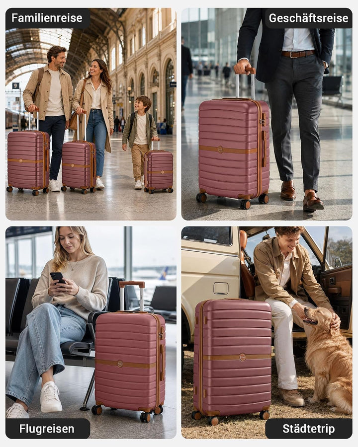 KONO Koffer Reisekoffer Trolley Koffer mittelgross von ABS+PC Hartschalenkoffer mit Zwillingsrollen