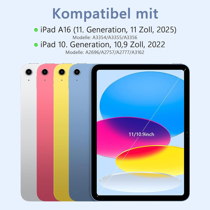 TQQ Hülle mit Tastatur für iPad 10 Generation 10,9 Zoll 2022, (QWERTZ Deutsches Layout), Abnehmbare