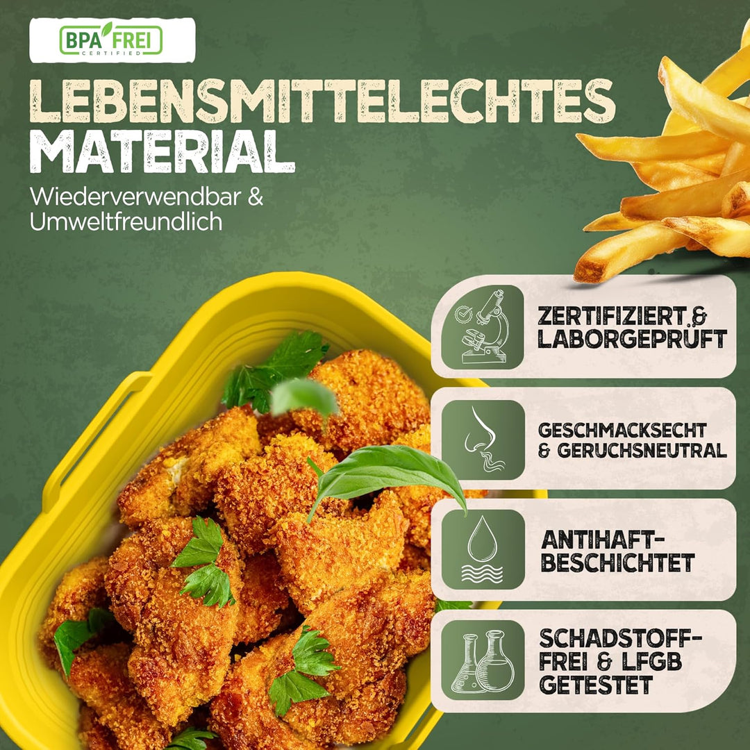 2x Set Silikonform Faltbar für Airfryer, Heissluftfritteuse, BPA-FREI | Zubehör Ninja Foodi Max Dual