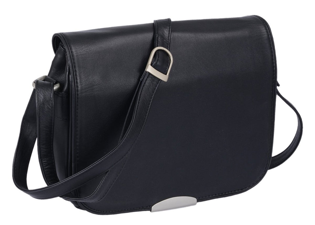 LOUANA Damenhandtasche Echt-Leder, 28x22x8cm Schwarz, Schwarz