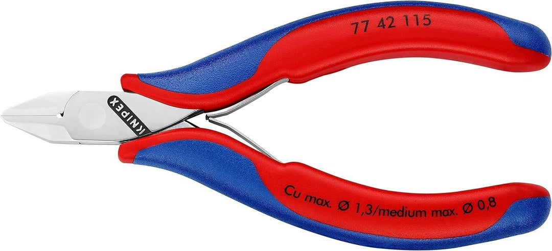 Knipex Elektronik-Seitenschneider mit Mehrkomponenten-Hüllen 115 mm (SB-Karte/Blister) 77 42 115 SB