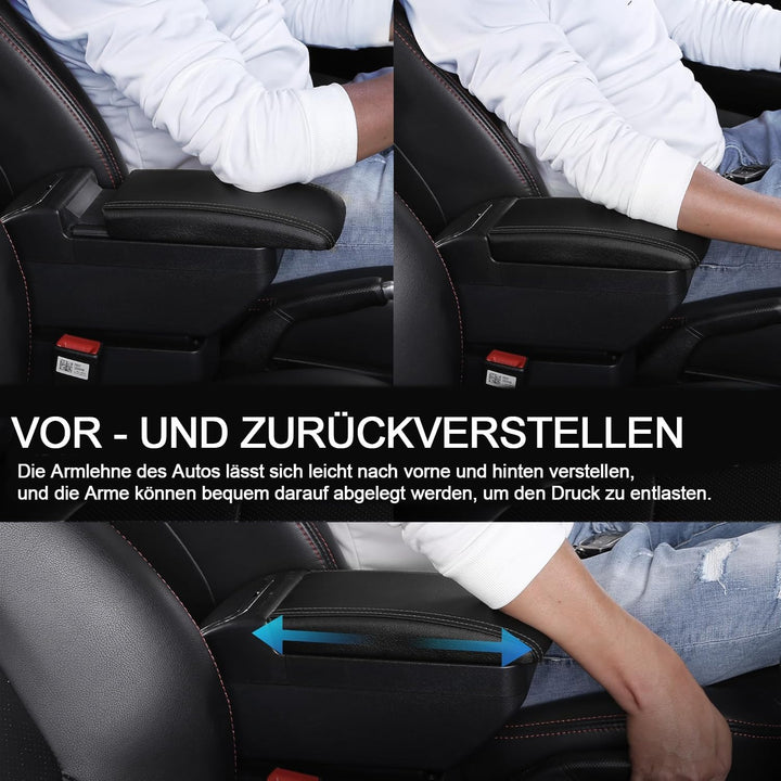 KAERGK Auto Armlehne für Ford Fiesta 2009-2017 Doppelschicht Mittelkonsole Grosse Aufbewahrungsbox m