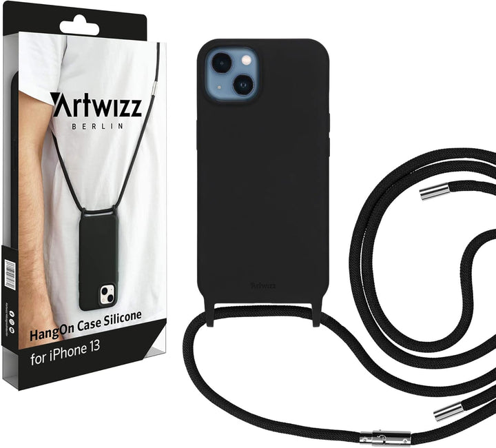 Artwizz HangOn Case kompatibel mit iPhone 13 - Elastische Schutzhülle aus Silikon als Handykette zum