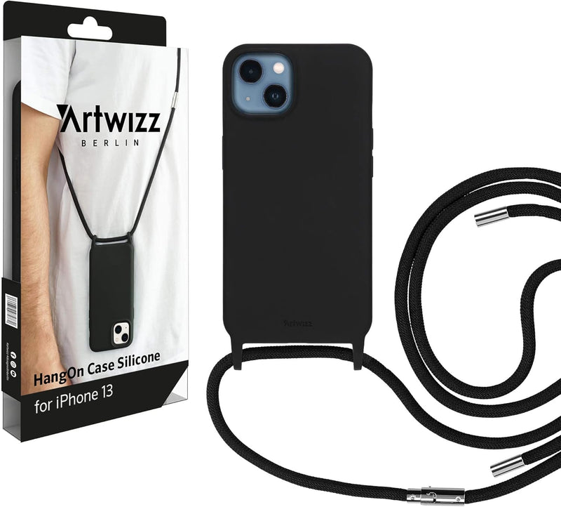 Artwizz HangOn Case kompatibel mit iPhone 13 - Elastische Schutzhülle aus Silikon als Handykette zum