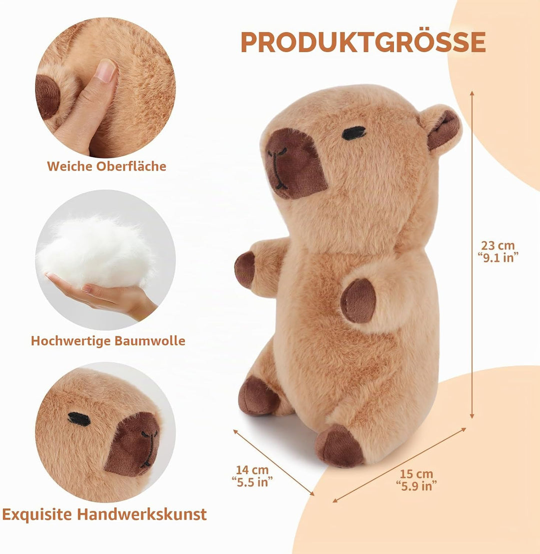 Lotvic Capybara Kuscheltier mit Kleidung und Rucksäcken, 23cm | Capybara Plüschtier, Niedlichen Wass