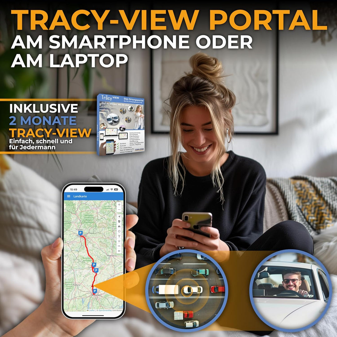 Tracy-XL SOFORTSTARTPAKET: Langzeit GPS Tracker 10000 mA, mit starkem Magneten, STARTPAKET komplett