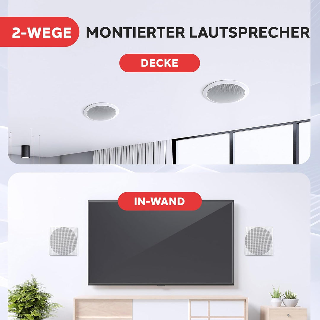 Pyle Deckenlautsprecher - Stereo-Heimkino-Lautsprecher - Wandlautsprecher Unterputz - 8-Zoll-Weiss 2