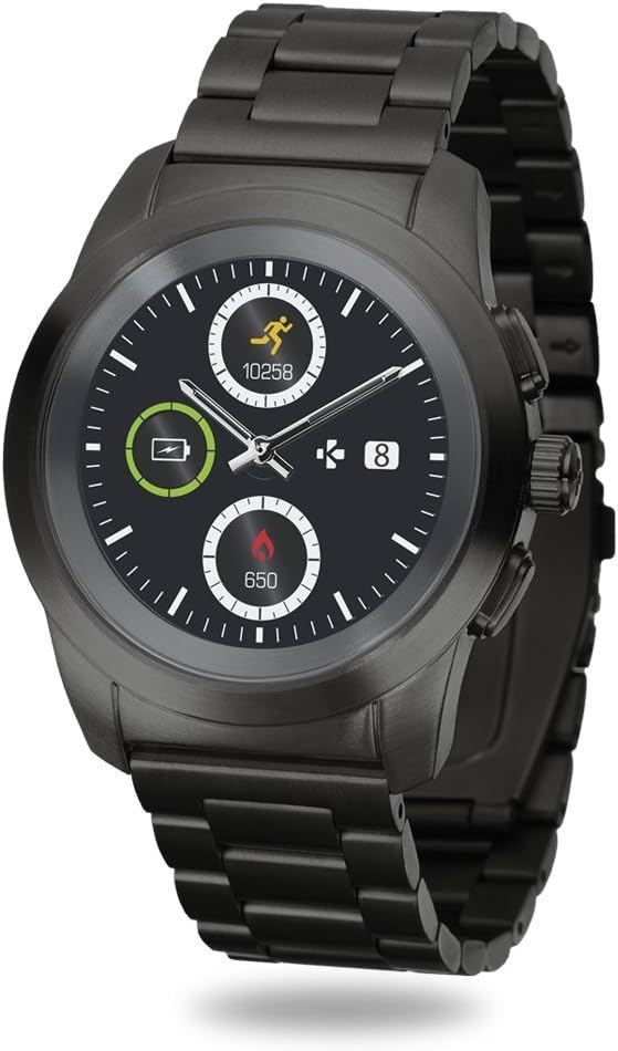 MyKronoz ZeTime Elite hybride Smartwatch 44mm mit mechanischen Zeigern über einen runden Farbtouchsc