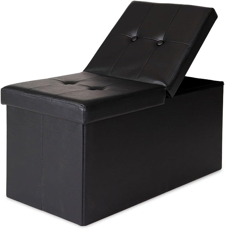 dibea Sitzbank mit Klappdeckel 76x38x38 cm, Kunstleder schwarz, Kunstleder Schwarz