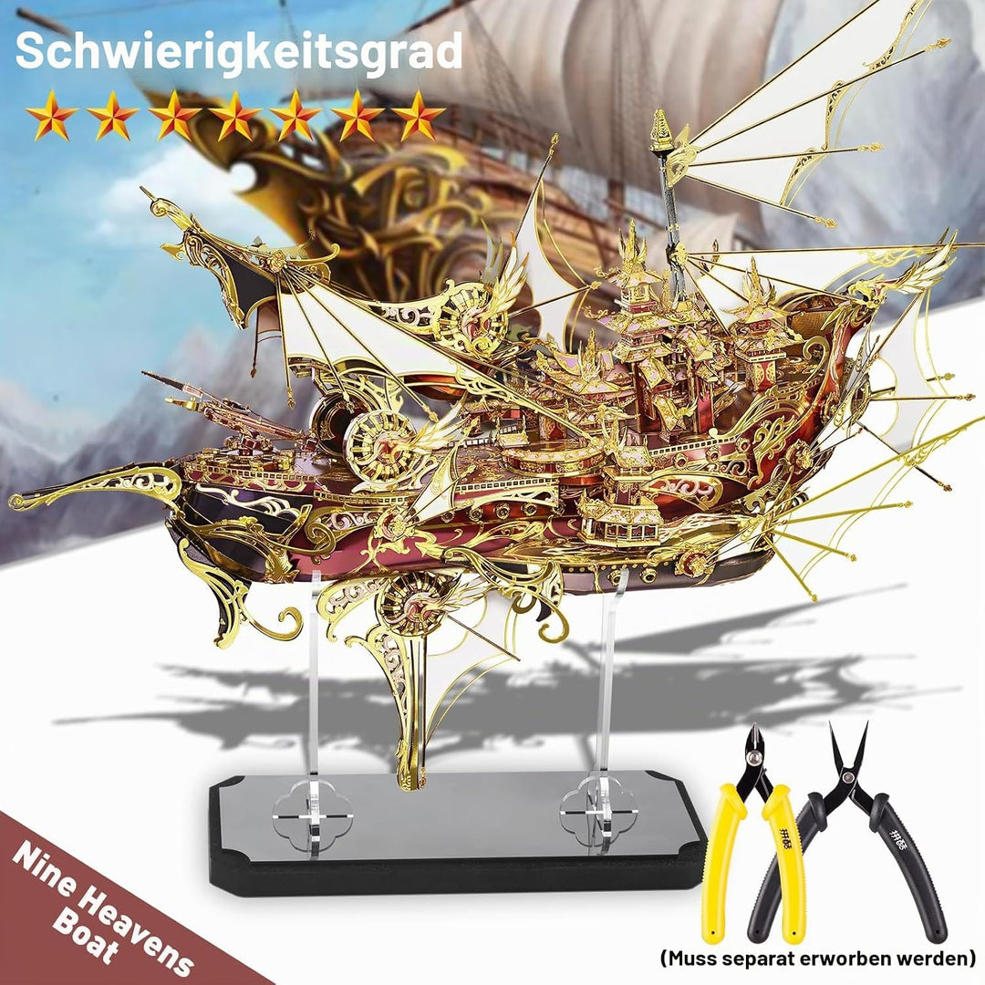 Piececool 3D Puzzle Metall Piratenschiff Drachenboot, 3D Metall Puzzle Segelboot Schiffsset, Modell