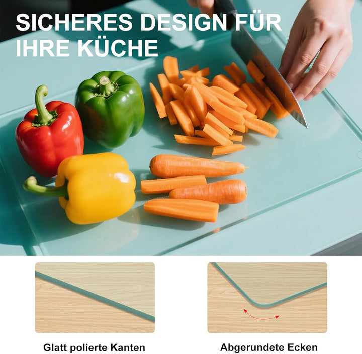 Schneidebrett Glas 40x30 cm – Grosses Glasschneidebrett Transparent aus gehärtetem Sicherheitsglas –