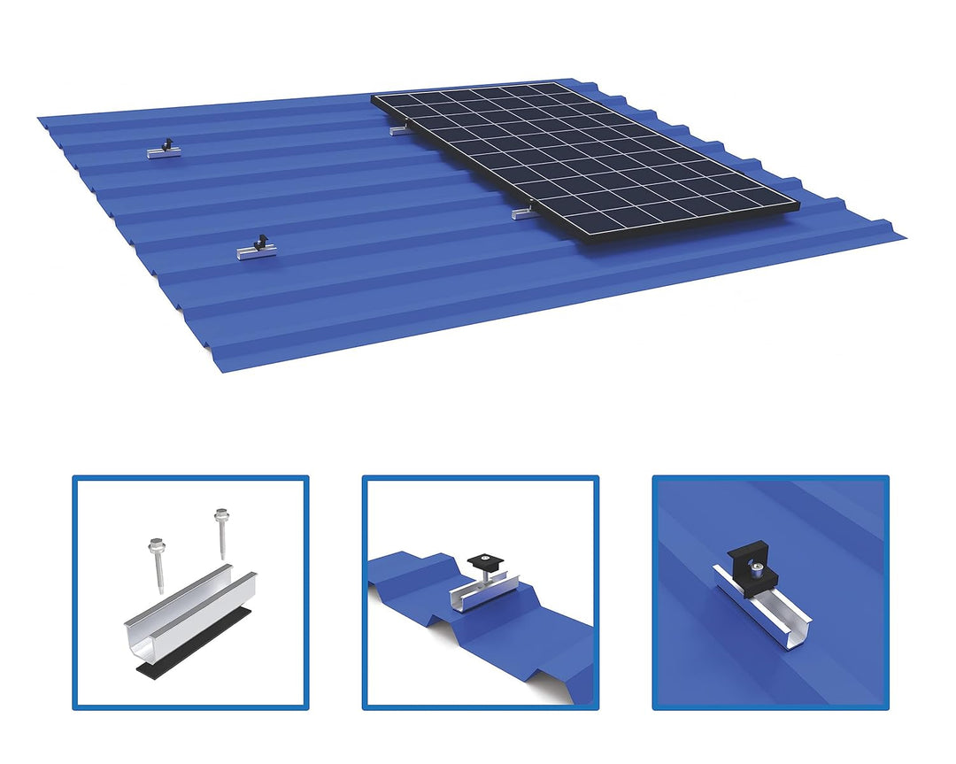 Solarmodul Halterung Befestigungssystem, Alu PV Modul Halterung mit 12CM Montageschiene und Befestig