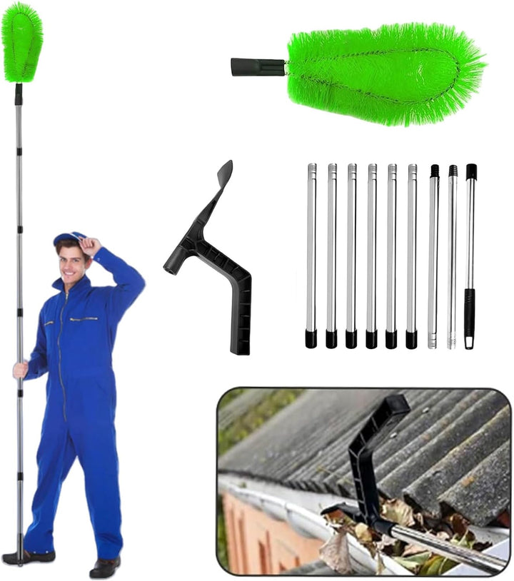 Dachrinnenreinigungswerkzeuge mit Dachrinnenbürste und Reinigungslöffel Schaufel 2 in 1 Dachrinnenre