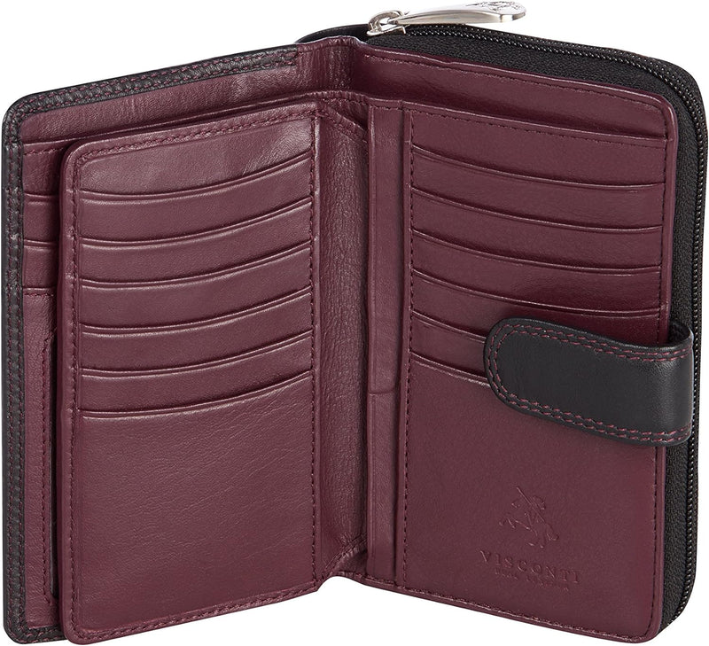 VISCONTI ® Leder Portemonnaie Damen RFID Schutz Geldbeutel Damen Geldbörse Bifold Mehrfarbig Portmon