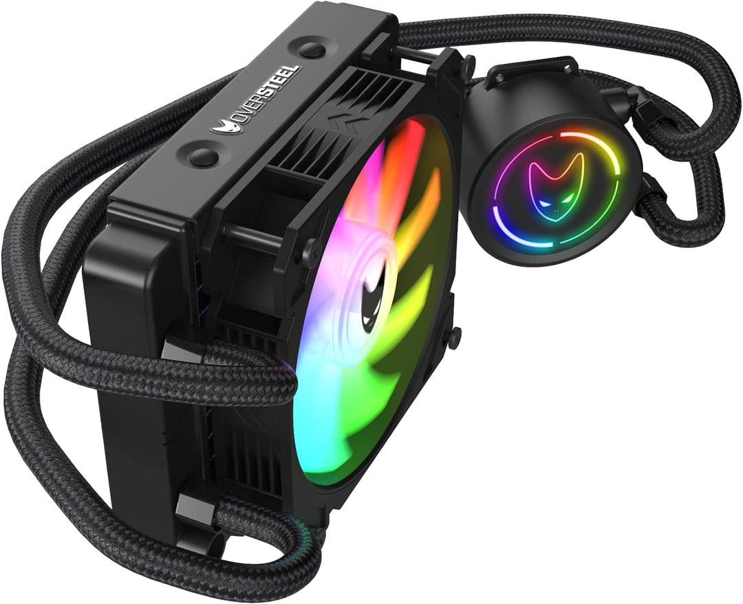 Oversteel - ZIRCON Flüssigkeitskühlung 120mm RGB, PWM-Lüfter 120mm RGB, TDP 170W, Kompatibel mit Int