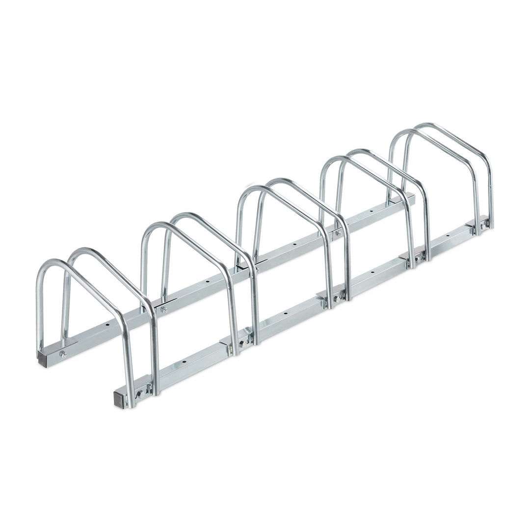 Relaxdays Fahrradständer Boden, für 5 Räder, bis 60 mm Reifenbreite, Metall, Garage, Fahrrad-Aufstel