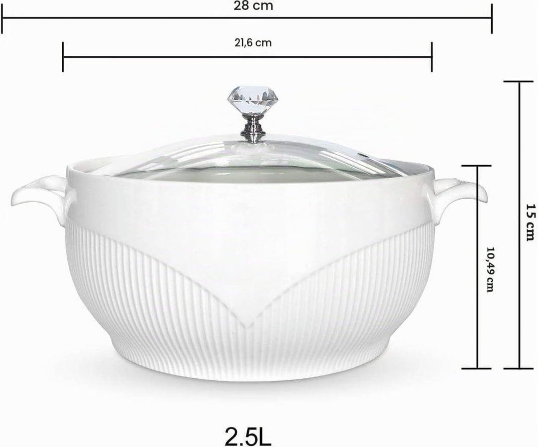 Keramik-Suppenterrine mit Deckel, 2.5 L grosses Fassungsvermögen, Suppenschalen mit Henkel für Suppe