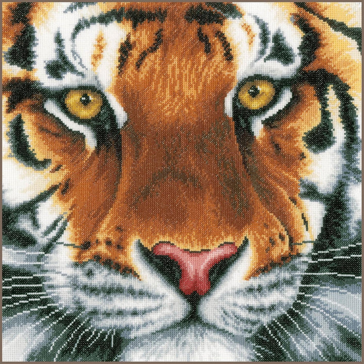 Lanarte Zählmusterpackung Tiger Zählstoff Kreuzstichpackung, Baumwolle, Mehrfarbig, 35 x 34 x 0.3 cm