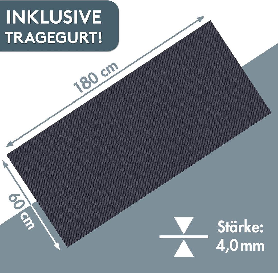 LILENO SPORTS Yoga Matte (180x60cm) inkl. Tragegurt - Sport und Yogamatte extra rutschfest in 4 mm D