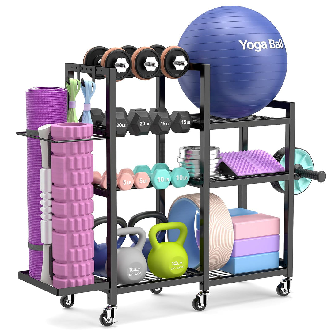 7-Stufiger Hantelständer, Multifunktionale Hantelablage, Home Gym Aufbewahrung für Hanteln, Kettlebe