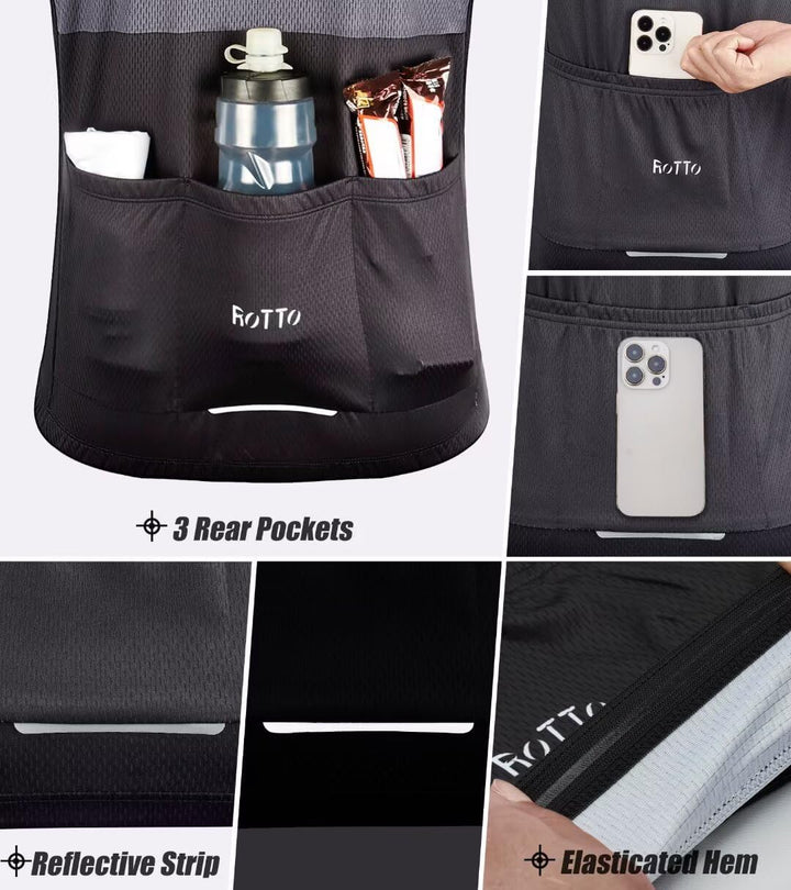 ROTTO Herren Radtrikot Fahrradtrikot Langarm Rennrad Trikot Farbverlauf Reihe 02 Weiss Schwarz XS, 0