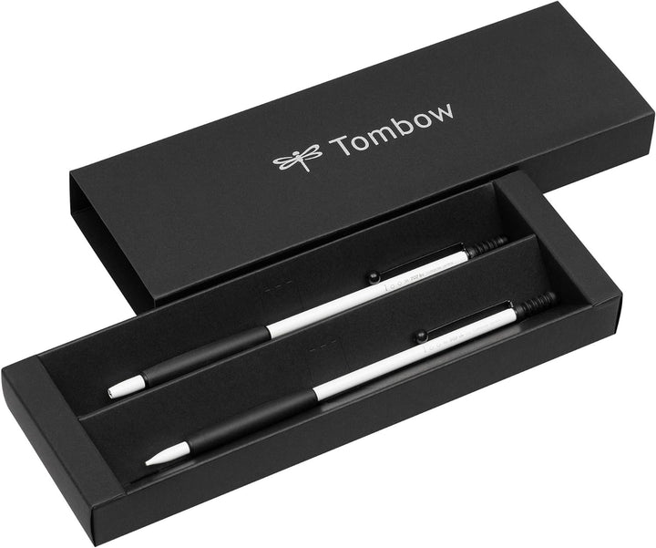 Tombow PLZ-211-3 Schreibgeräteset Zoom 707 Kugelschreiber mit Druckbleistift, weiss/schwarz, weiss/s
