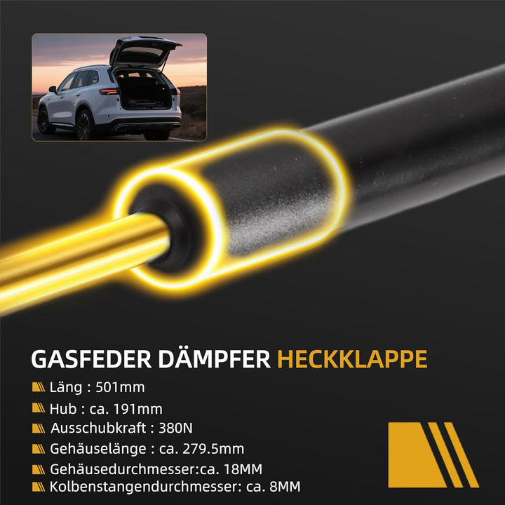 2 x Gasfeder Dämpfer Heckklappe Passend für Nissan Micra Mk4 K13 Alle Motoren Schrägheck 2010-2016,