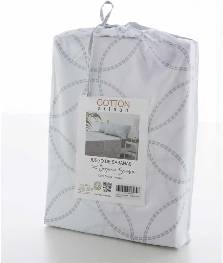 COTTON ARTean Bettwäsche-Set aus Bambus, Modell Fuji organisch und hypoallergen, 150 x 190/200 cm, G