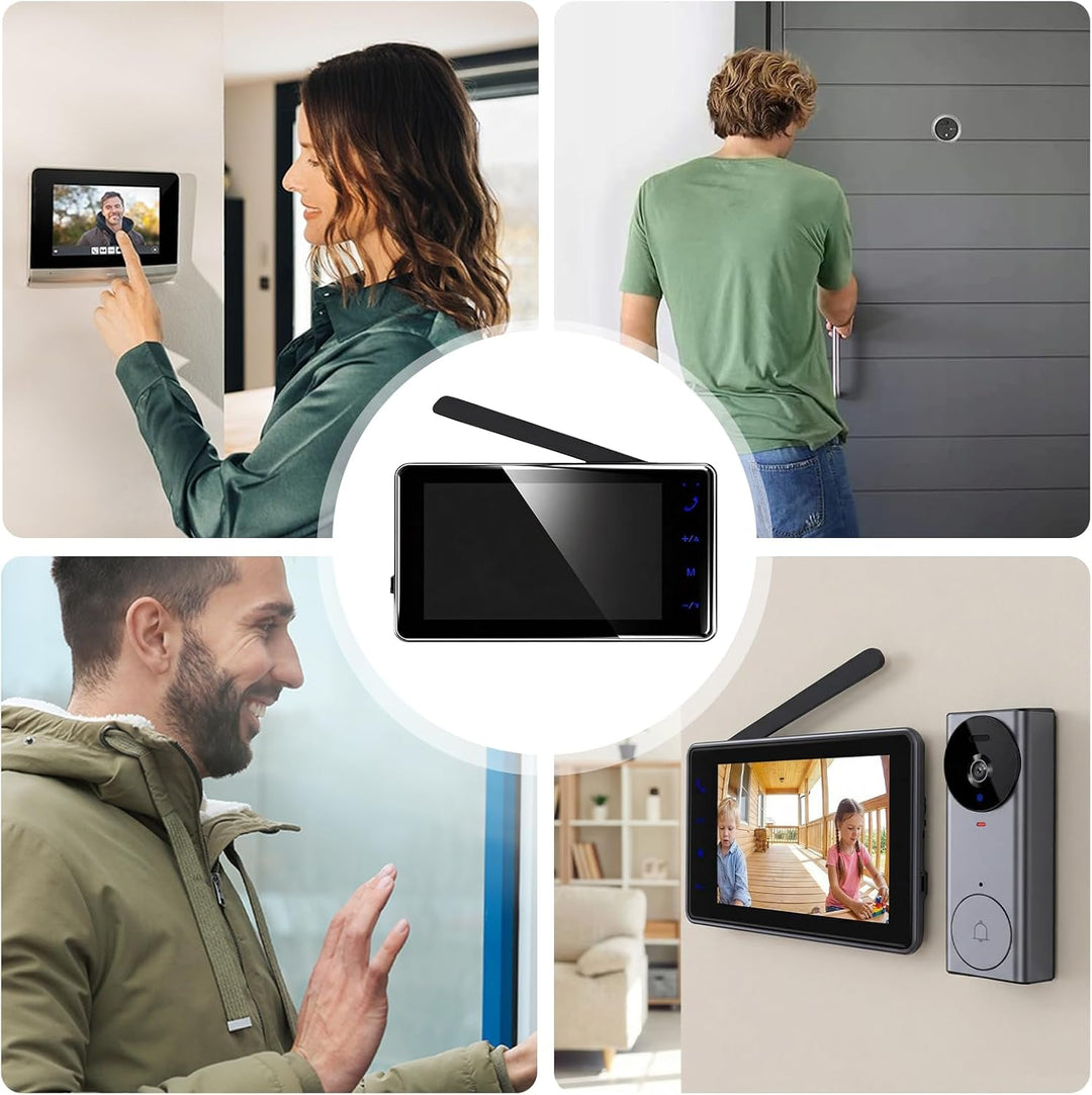 Kabellose Türklingel mit Kamera – 4,3" Monitor Videotürklingel, 2,4G Funk, Nachtsicht Funkklingel, G