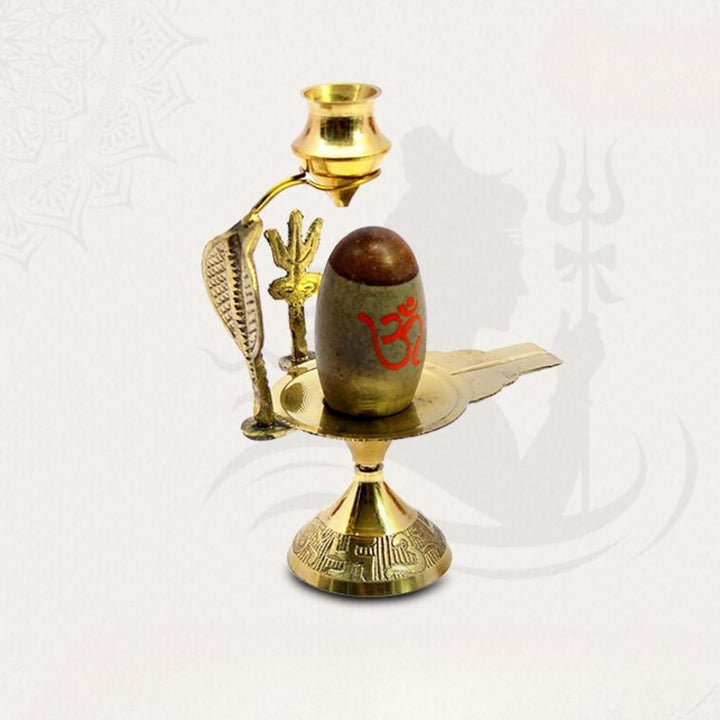 eSplanade Narmadeshwar Shiva Lingam Shiv Ling mit Messing-Wasserkrug und Trishul – 13,3 cm
