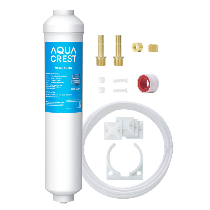Aquacrest 5 Jahre Kapazität – Inline-Wasserfilter für Kühlschrank mit 1/4-Zoll-Direktanschluss-Armat