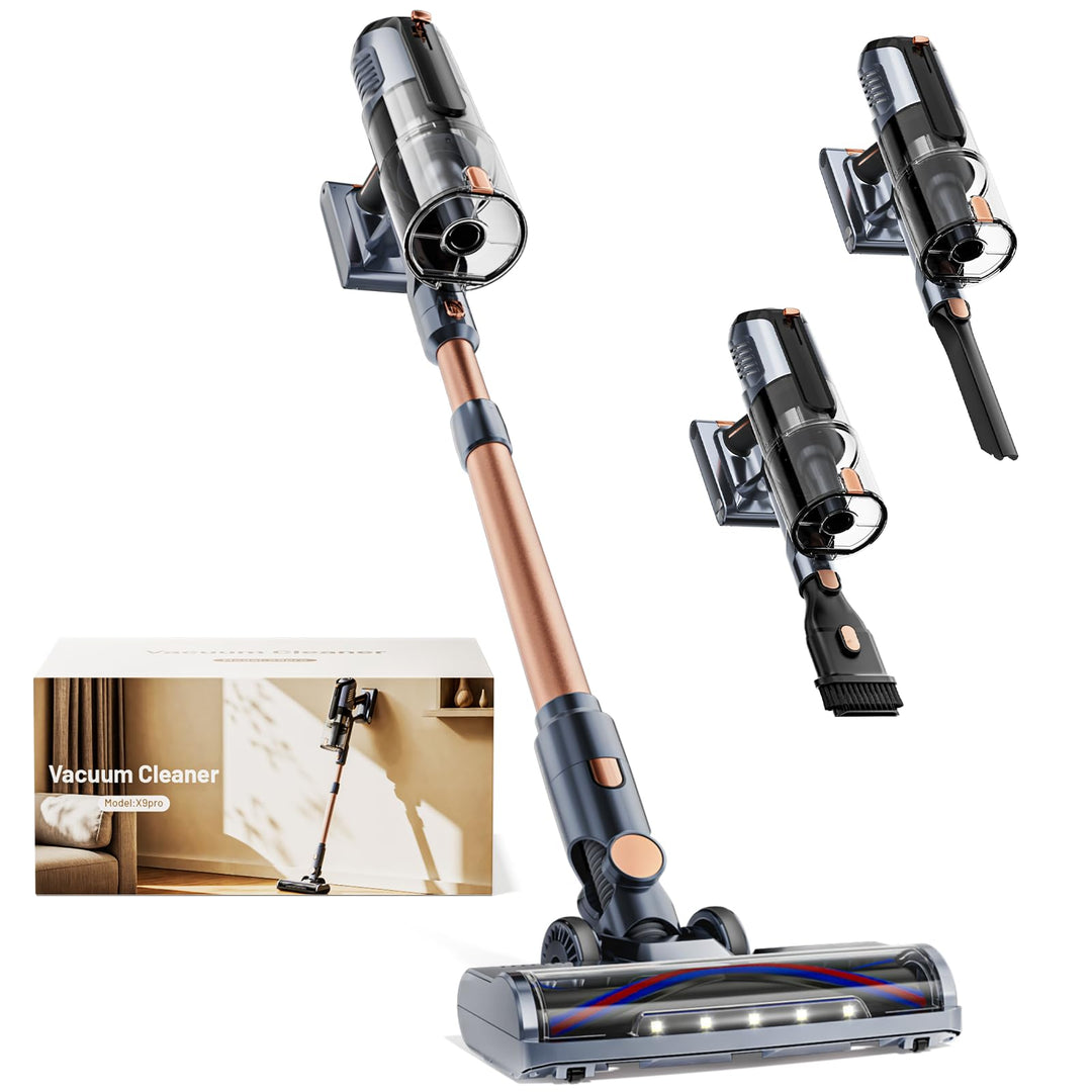 Akku Staubsauger 45000Pa 60Min nur 1,9 kg 6-in-1 Staubsauger Kabellos mit LED-Leuchten Anti-Tangle-B